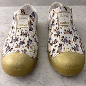 Native Kids Disney Gold and White Sneakers - Size J2